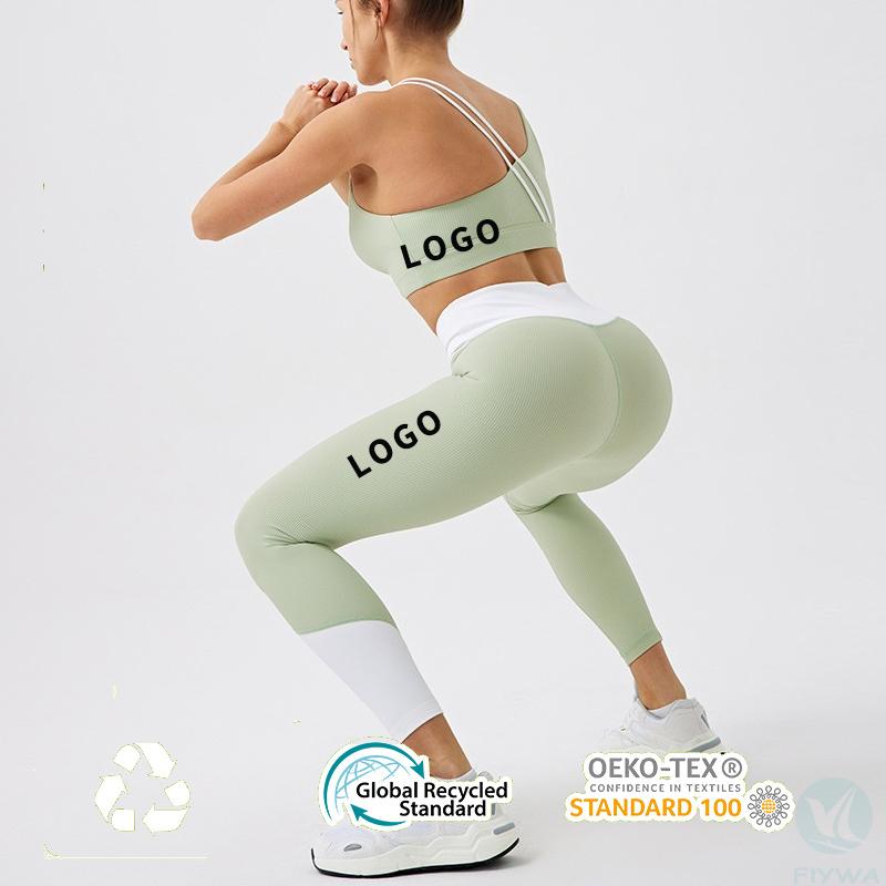  New Design High Waist Sustainable Yoga Fitness Set Gym Sports Clothing Breathable Recycle Nylon women sportswear - copy - copy - copy