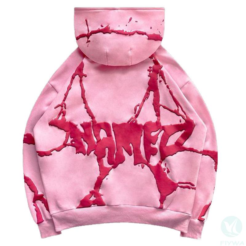 Plush foam printed three-color hooded sweatshirt autumn and winter large size loose personality suit FLY-LM-006 - copy