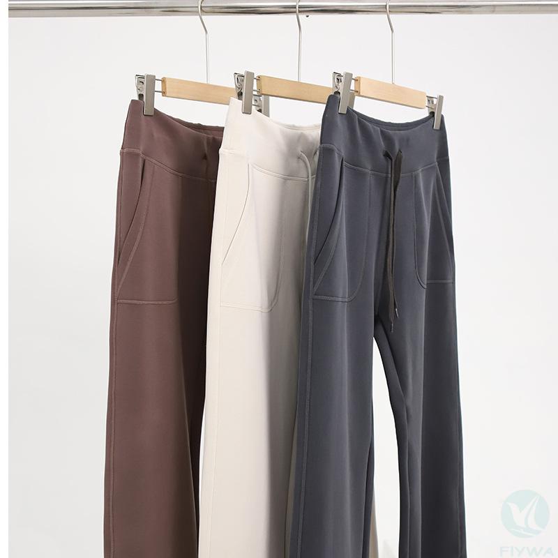 New Women's High Waist Trousers Pocket Drawstring Casual Sports Pants Soft Modal Wide Leg Pants FLY-YK-004 - copy