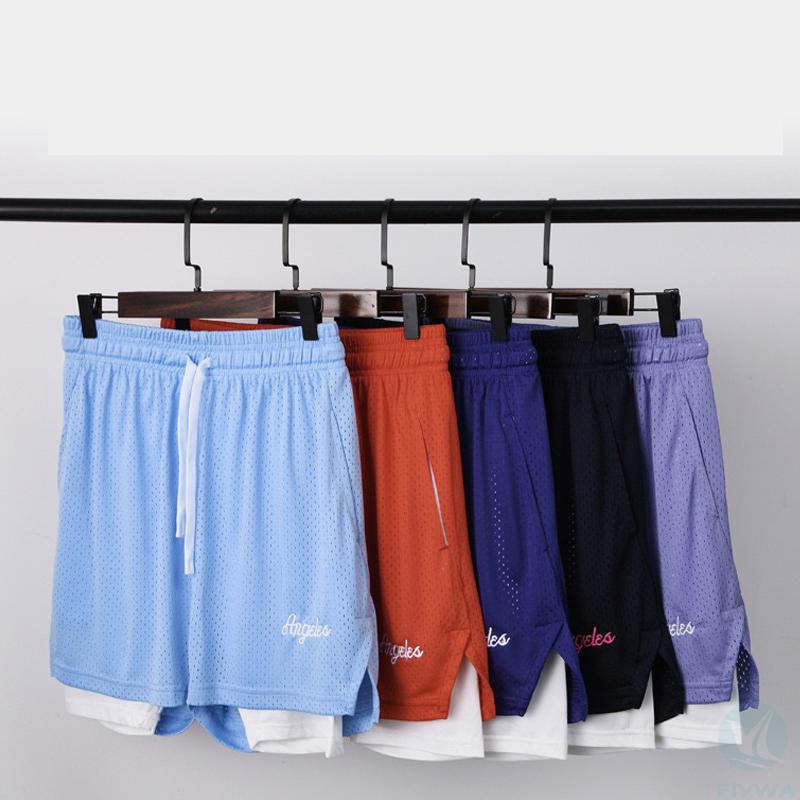 Basketball three-point sports fitness liner shorts fake two-piece mesh but knee-high elastic bottoming training pants FLY-MD-002