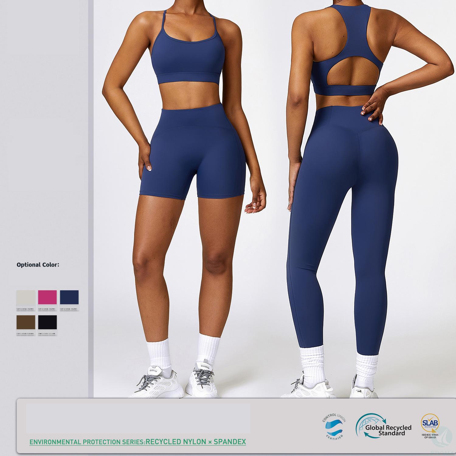 2024 Custom Logo set yoga conjunto yoga wear set girls lightweight elastic fitness recycle nylon/spandex pants boot cut FLY-T-002