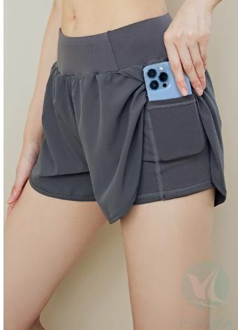 Summer women's thin anti-exposure side pockets quick-drying loose casual running fitness yoga sports shorts FLY-YK-009