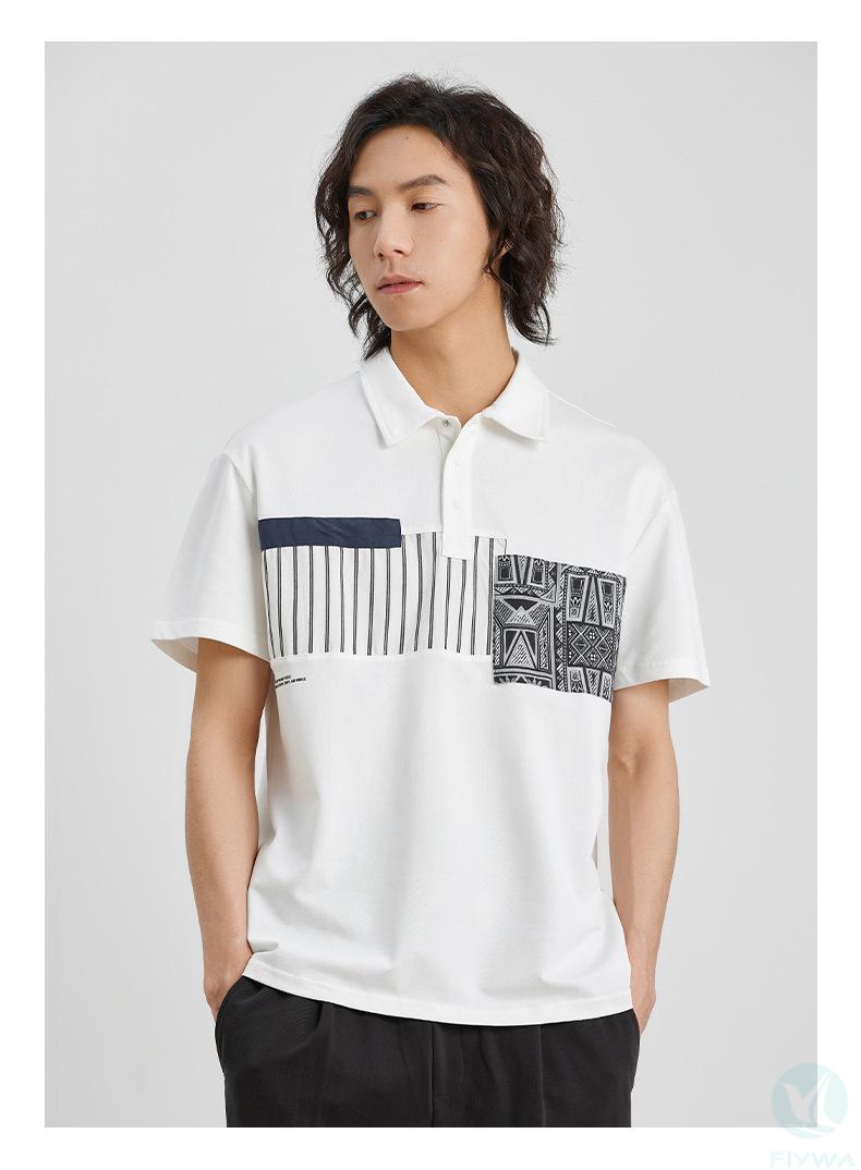 Spliced contrasting color polo shirt men's short-sleeved Korean version slim half-sleeved 2024 summer men's collared T FLY-MT-003