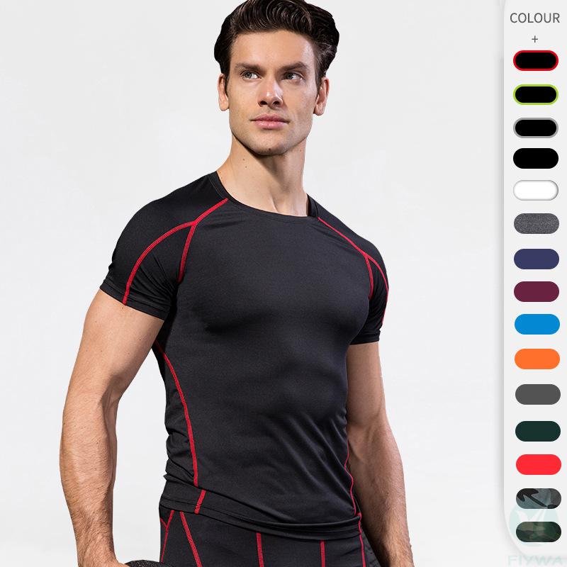 Tight-fitting short-sleeved fitness running training clothes elastic quick-drying short-sleeved T-shirt clothes FLY-MT-007