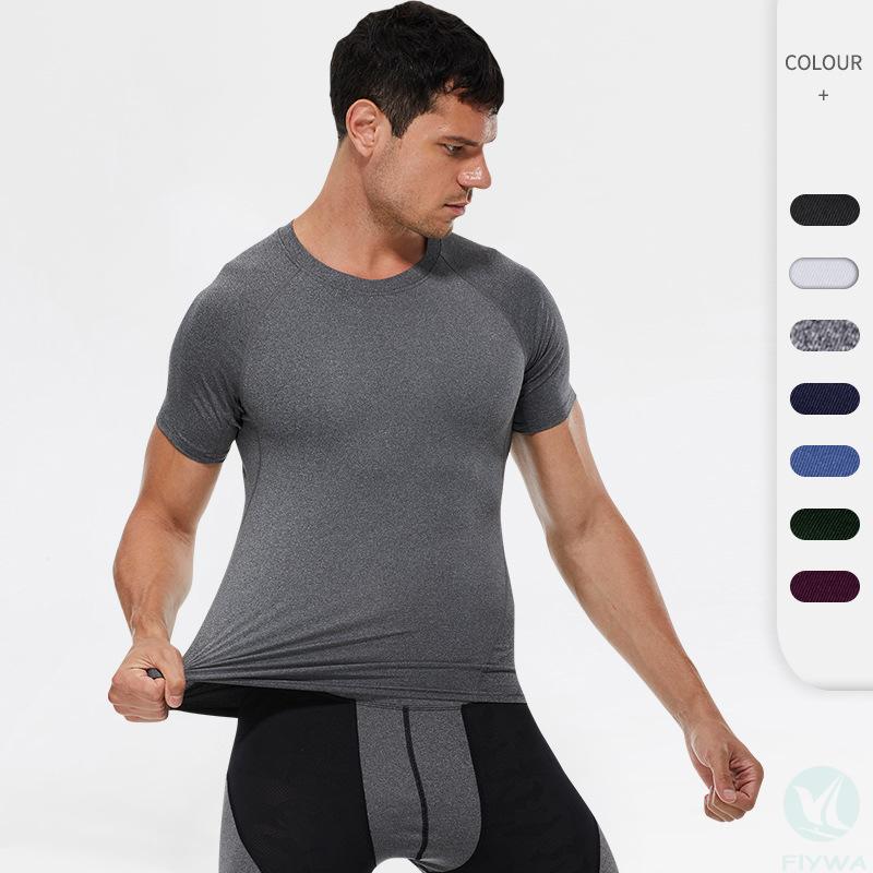 Men's quick-drying short-sleeved sports running fitness clothing sweat-wicking T-shirt high elastic training short-sleeved tops FLY-MT-009