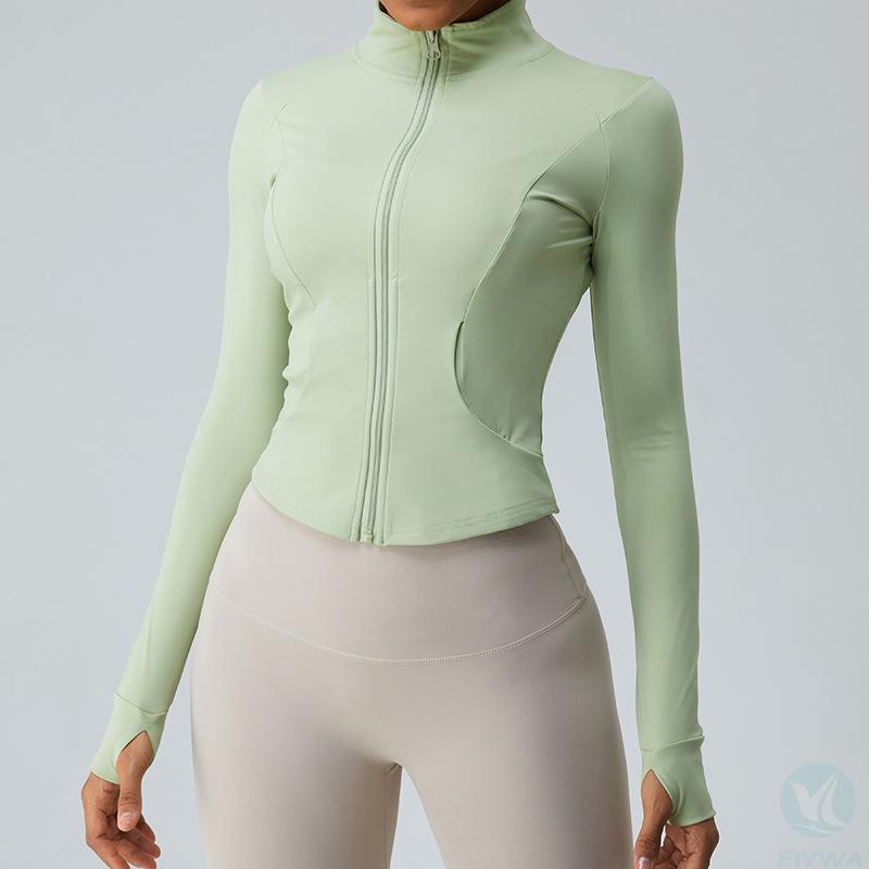 New cloud-like zipper yoga jacket for women slimming long-sleeved fitness top quick-drying sports jacket FLY-YJ-006