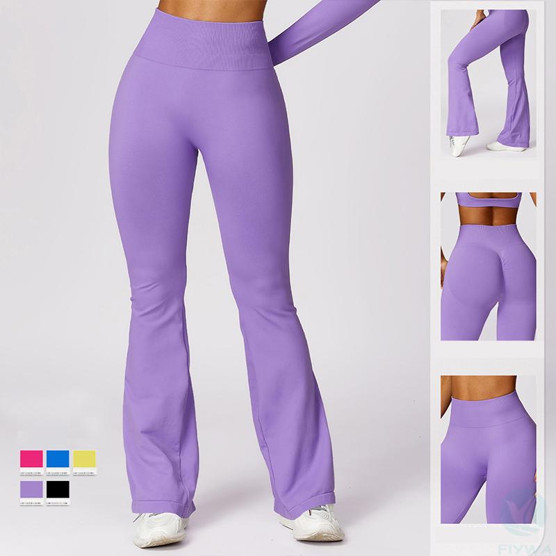 Wide-leg, tight-fitting, seamless butt-lifting, yoga flared pants, tummy control, high-waisted, slightly flared casual sports pants FLY-K-014